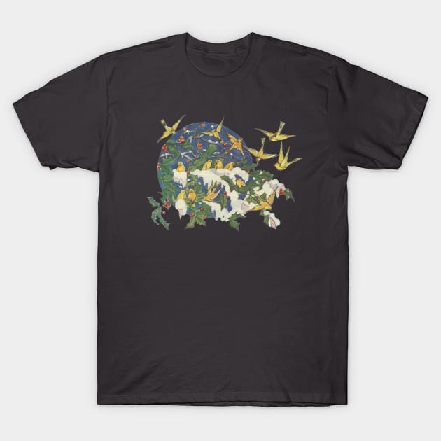 Snowbirds, Holly, and Snow - Christmas T-Shirt by ButterflyInTheAttic